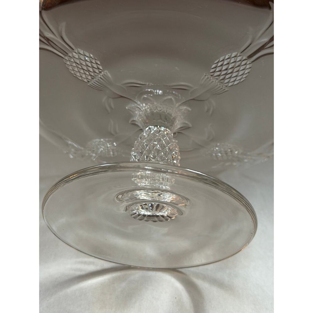 Vintage Heisey Marked Glass Pineapple Compote Candy Dish Clear Elegant Glass - Picture 6 of 10